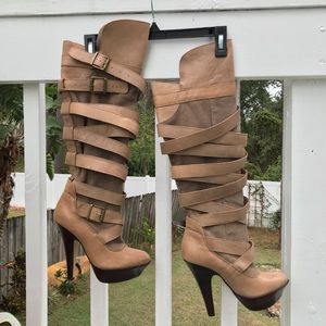 HOT Bebe Jenna platform strappy knee boots